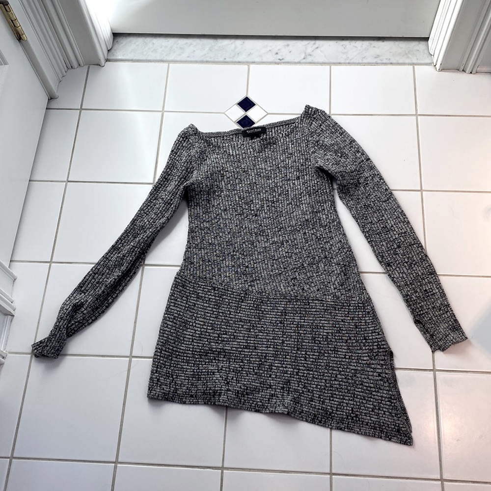 Asymmetrical Silver Sweater with Long Sleeves
